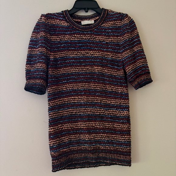 Ulla Johnson Striped Knit Puff Sleeve Top Multicolor Cotton Blend Size S - Picture 1 of 4
